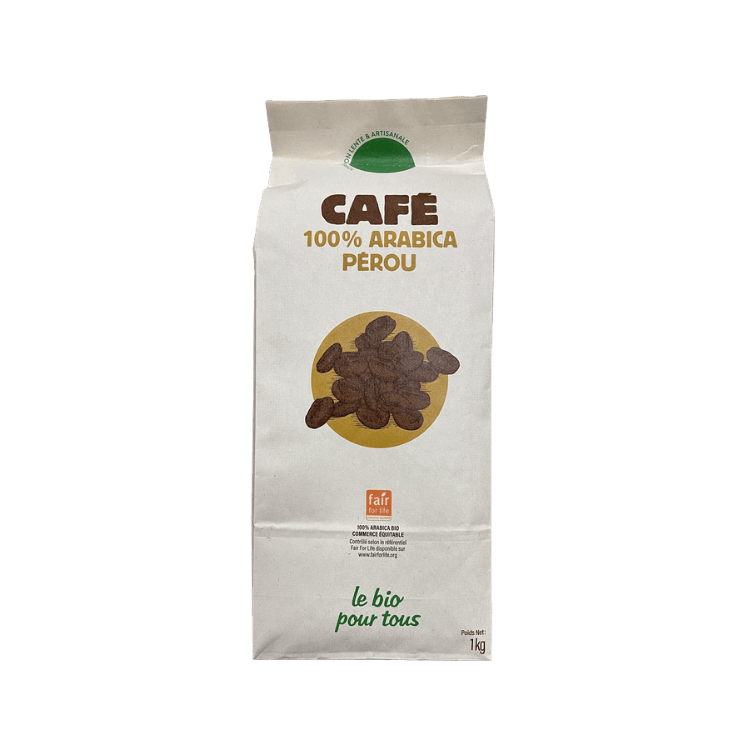 Café Pérou - 100% arabica, bio et équitable - Grains - 5 kg