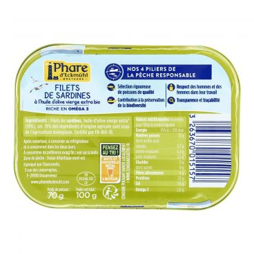 Filets de sardines à l'huile d'olive bio - 100g - PHARE D'ECKMÜHL - Good marché