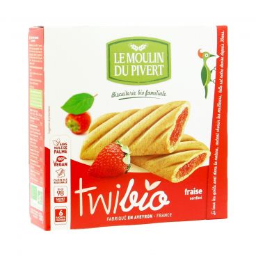 Twibio fourré fraise bio - 150g - MOULIN DU PIVERT - Good marché
