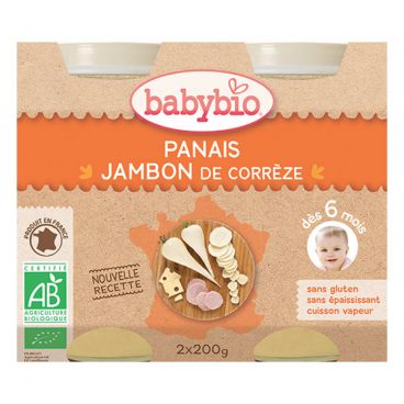 Petits pots menu panais jambon gruyère bio - 2 x 200g - Babybio - Good marché