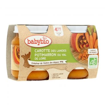 Petits pots légumes carotte potimarron bio - 2 x 130g - Babybio - Good marché