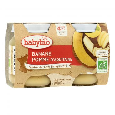 Petits pots fruits pomme banane bio - 2 x 130g - Babybio - Good marché