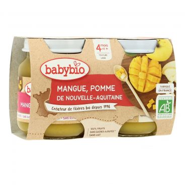 Petits pots fruits pomme mangue bio - 2 x 130g - Babybio - Good marché