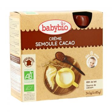 Gourdes lactée crème semoule cacao bio - 4 x 85g - Babybio - Good marché