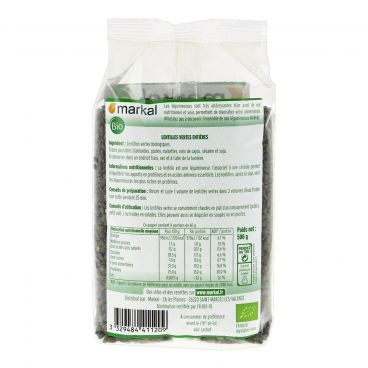 Lentilles vertes bio - 500g - MARKAL - Good marché