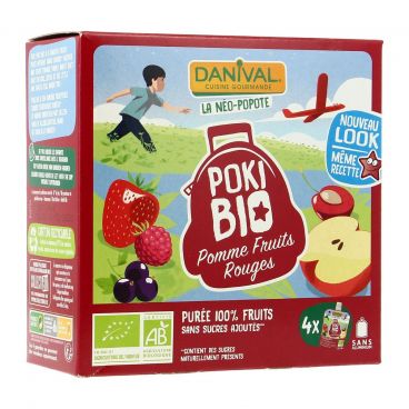 Poki bio pomme fruits rouges en gourde bio - 8 x 90g - DANIVAL - Good marché
