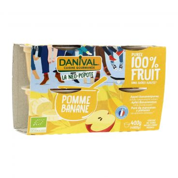 Dessert de fruits pomme banane bio - 4 x 100g - DANIVAL - Good marché