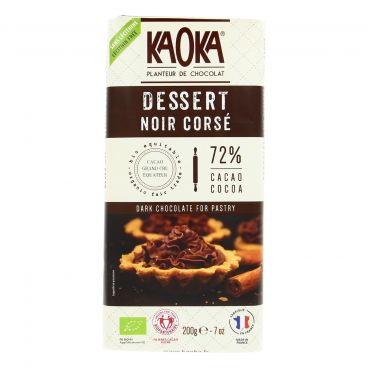Chocolat noir dessert pâtissier corsé 72% bio - 200g - KAOKA - Good marché