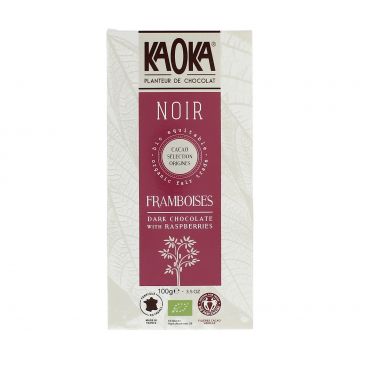 Chocolat noir 58% de cacao - framboises bio - 100g - KAOKA - Good marché