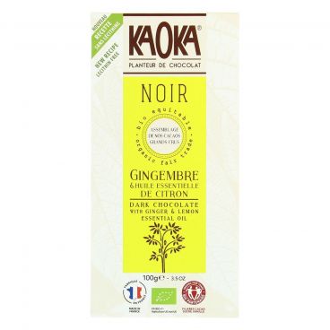 Chocolat noir 58% de cacao - citron gingembre bio - 100g - KAOKA - Good marché