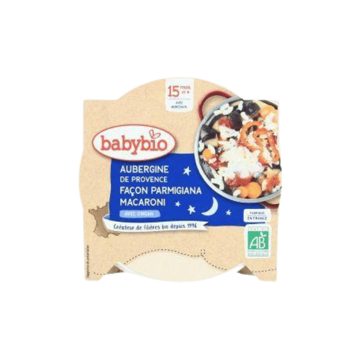 Assiette bonne nuit aubergines parmigiana et macaroni bio - 260g - Babybio - Good marché