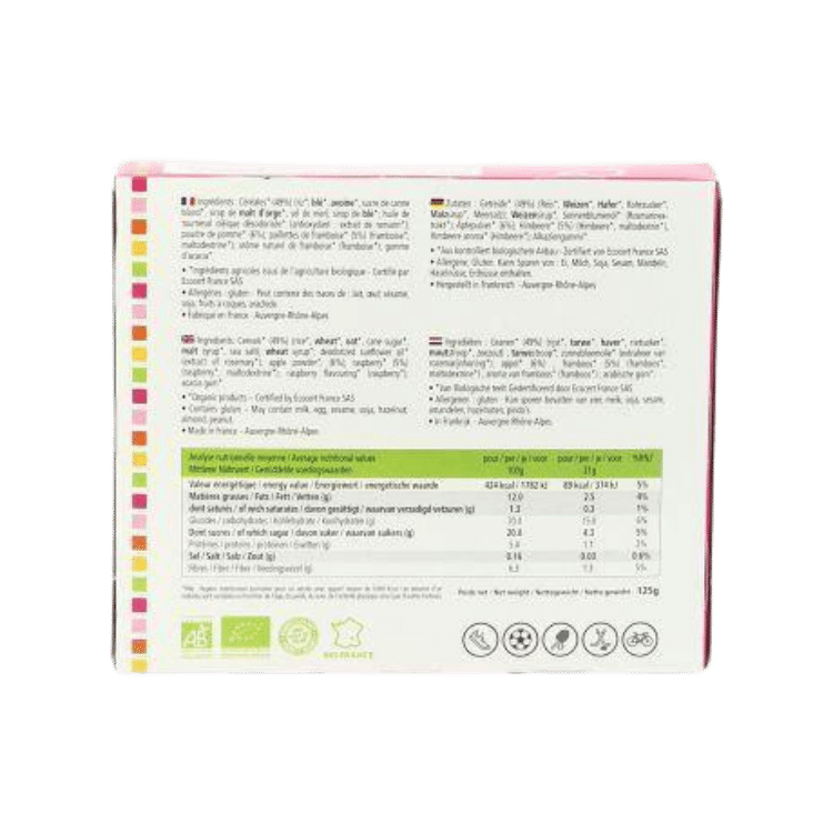 Barres céréales pomme framboise bio - 125g - BIOSOLEIL - Good marché