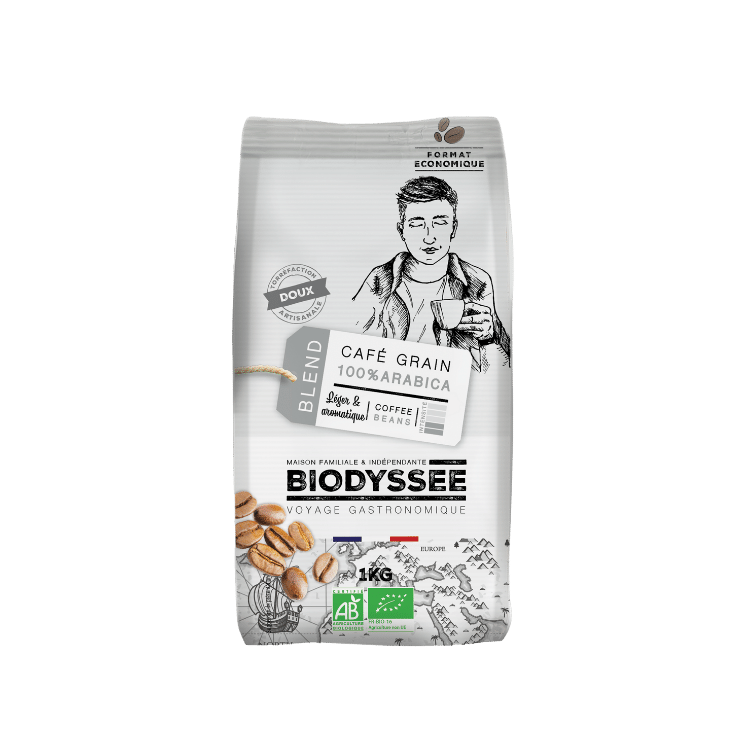 Café grain 100% arabica doux bio - 1kg - BIODYSSÉE - Good marché
