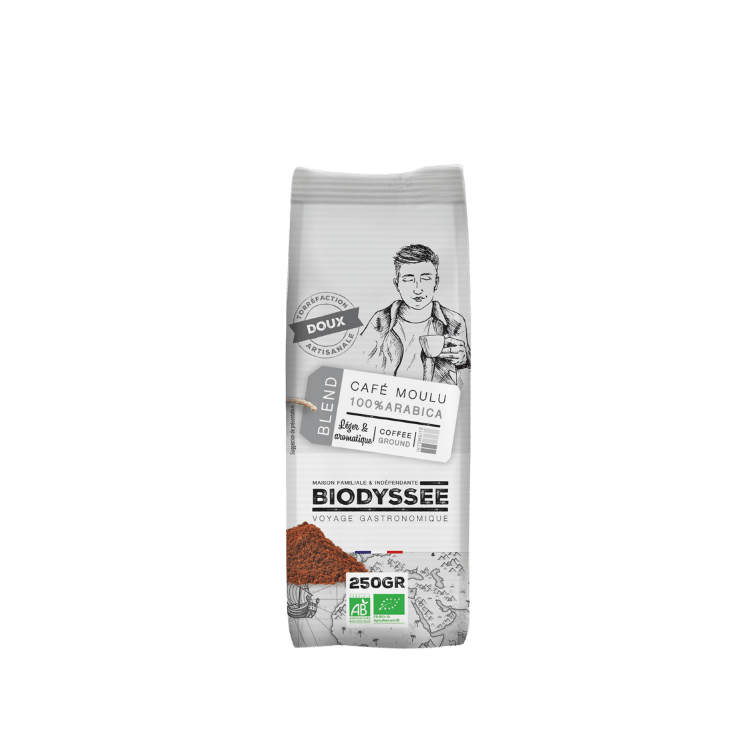 Café moulu 100% arabica doux bio - 250g - BIODYSSÉE - Good marché