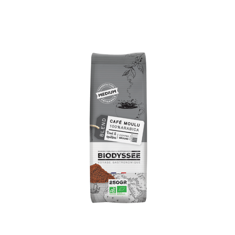 Café moulu 100% arabica medium bio - 250g - BIODYSSÉE - Good marché