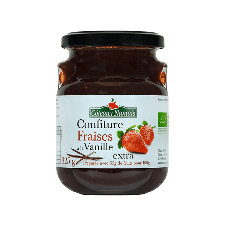 Confiture de fraises à la vanille extra bio 325 g DDM 03/22