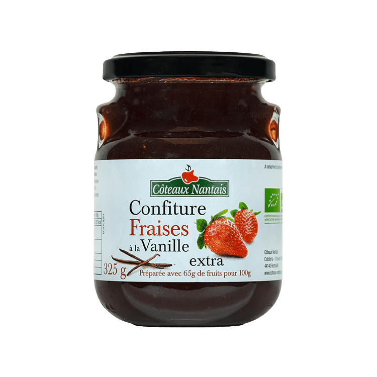 Confiture de fraises à la vanille extra bio - 325 g  - Côteaux Nantais - Good marché