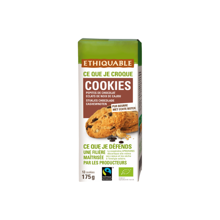 Cookies pur beurre aux pépites chocolat et noix de cajou - 175 g - Ethiquable - Good marché