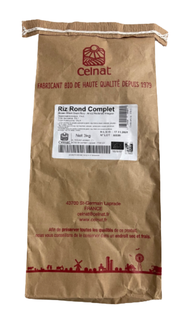 Riz rond complet bio - 3kg - CELNAT - Good marché