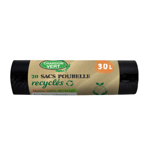 Sacs poubelles recyclés origine France - 30L x 20 - CHARDON VERT - Good marché