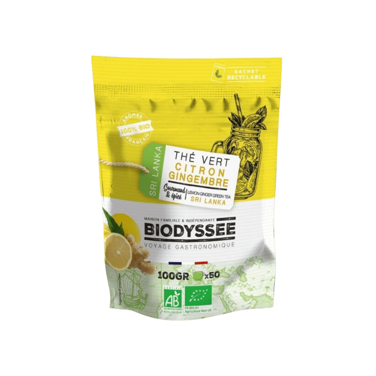 Thé vert citron gingembre bio - 100g - BIODYSSÉE - Good marché