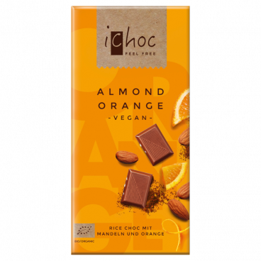 Chocolat végan orange et amande bio - 80g - ICHOC - Good marché