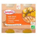 Petits pots menu maïs doux et poulet fermier bio - 2 x 200g - Babybio - Good marché