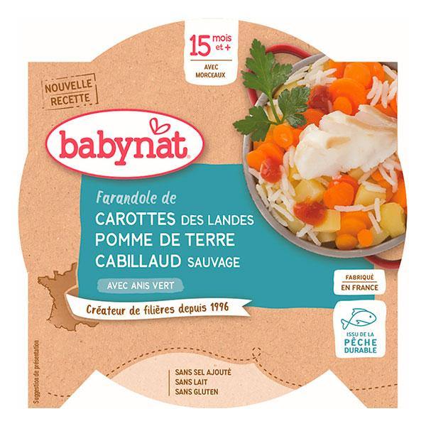 Assiette menu carotte pomme de terre cabillaud sauvage bio - 260g - Babybio - Good marché