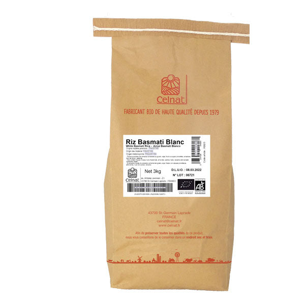 Riz basmati long blanc bio - 3kg - CELNAT - Good marché