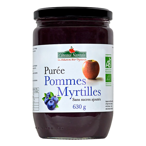 Purée de pommes myrtilles bio - 360g - CÔTEAUX NANTAIS - Good marché