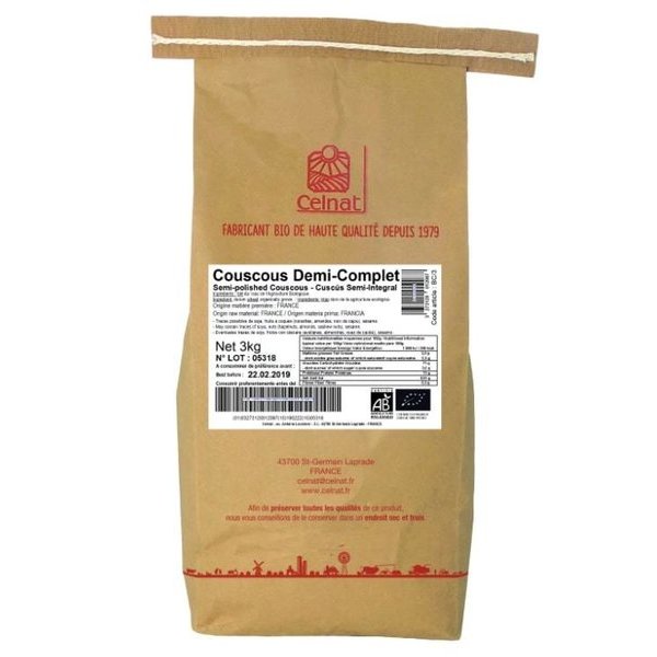 Couscous demi-complet bio - 3kg - CELNAT - Good marché