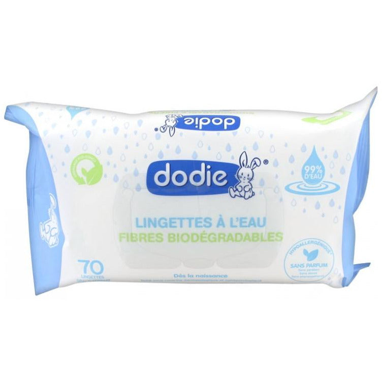 Lingettes à l'eau fibres biodégradables bio - 70 lingettes - DODIE - Good marché