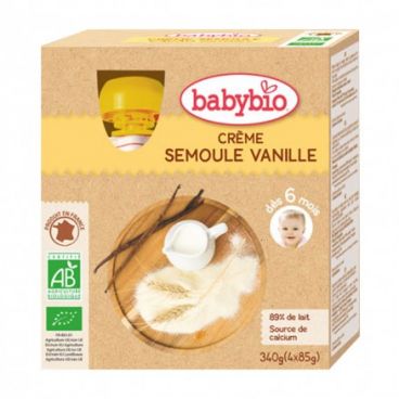 Gourdes lactée crème semoule vanille bio - 4 x 85g - Babybio - Good marché