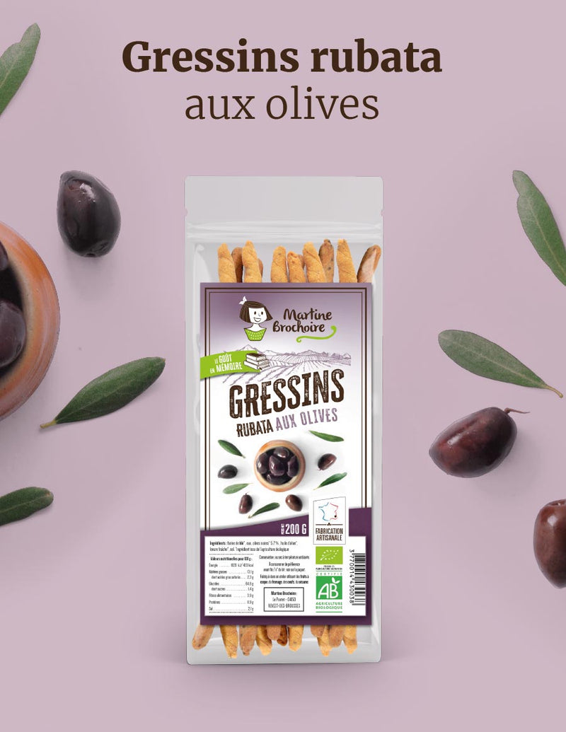 Gressins rubata aux olives bio - 200g - MARTINE BROCHOIRE - Good marché