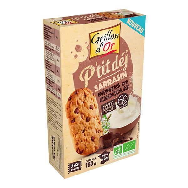 Biscuits petit déjeuner pépites de chocolat bio - 150g - GRILLON D'OR - Good marché