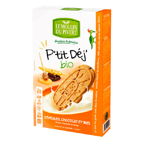 Biscuits p'tit déj' céréales miel et chocolat bio - 190g - MOULIN DU PIVERT - Good marché