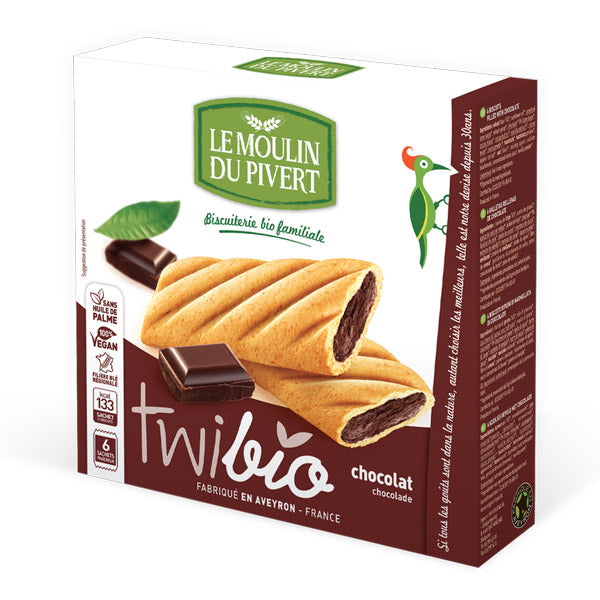 Twibio fourré chocolat bio - 150g - MOULIN DU PIVERT - Good marché