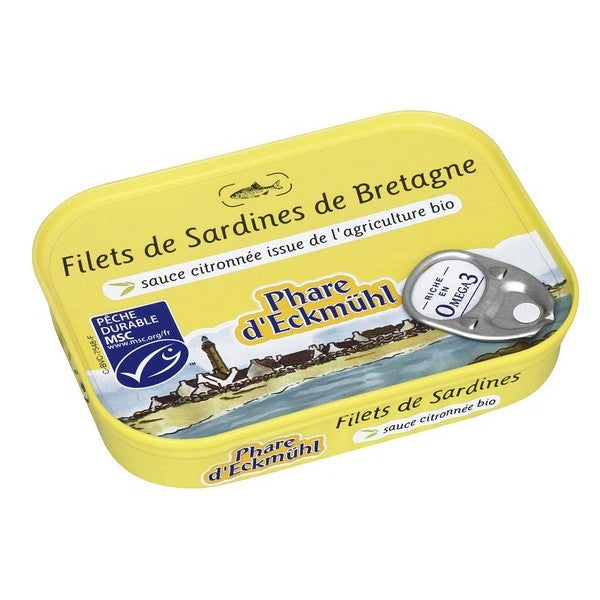 Filets de sardines à la sauce citronnée bio - 90g - PHARE D'ECKMÜHL - Good marché