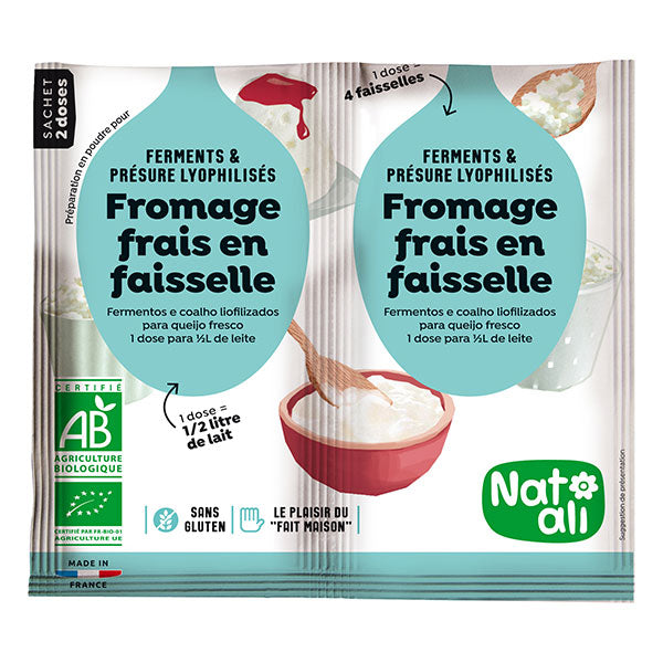 Ferment pour fromage frais en faisselle bio - 2 x 6g - NATALI - Good marché