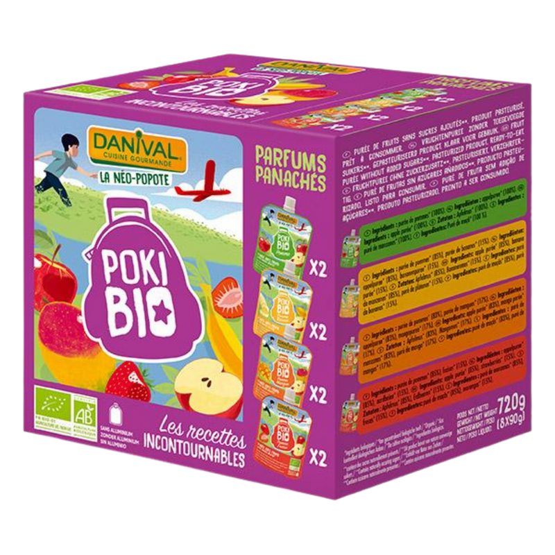 Poki bio panaché en gourde recette incontournable bio - 8 x 90g - DANIVAL - Good marché