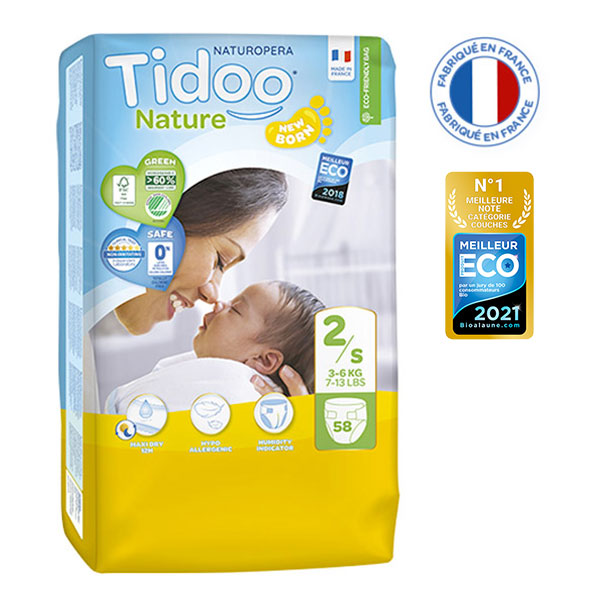 Couches jumbo pack t2 bio - 58 couches - TIDOO - Good marché