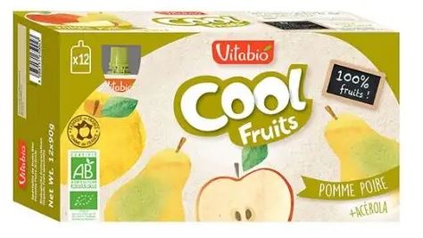 Cool fruits pomme poire bio - 12 x 90g - Vitabio - Good marché