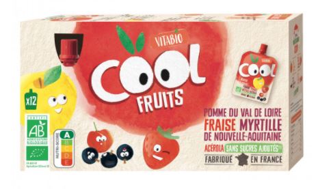 Cool fruits pomme fraise myrtille bio - 12 x 90g - Vitabio - Good marché