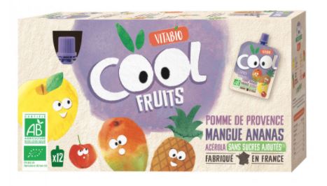 Cool fruits pomme mangue ananas bio - 12 x 90g - Vitabio - Good marché