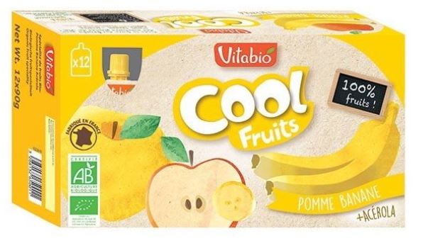 Cool fruits pomme banane bio - 12 x 90g - Vitabio - Good marché